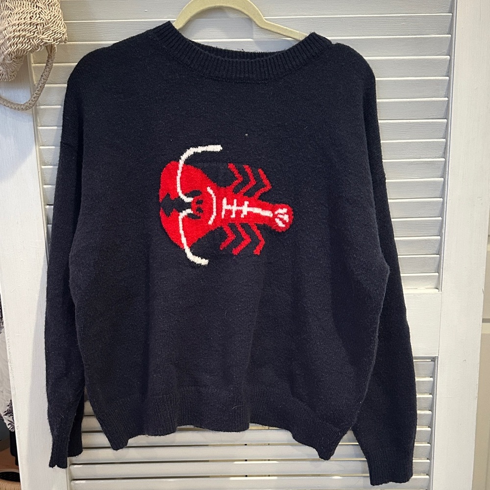 Navy Lobster Crewneck Knit Sweater